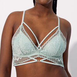lace push-up triangle bra with lacing;