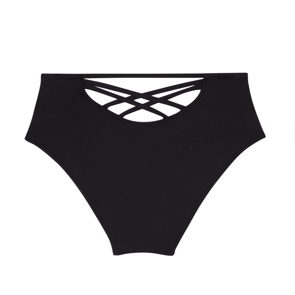 High-waisted bikini briefs - black black.