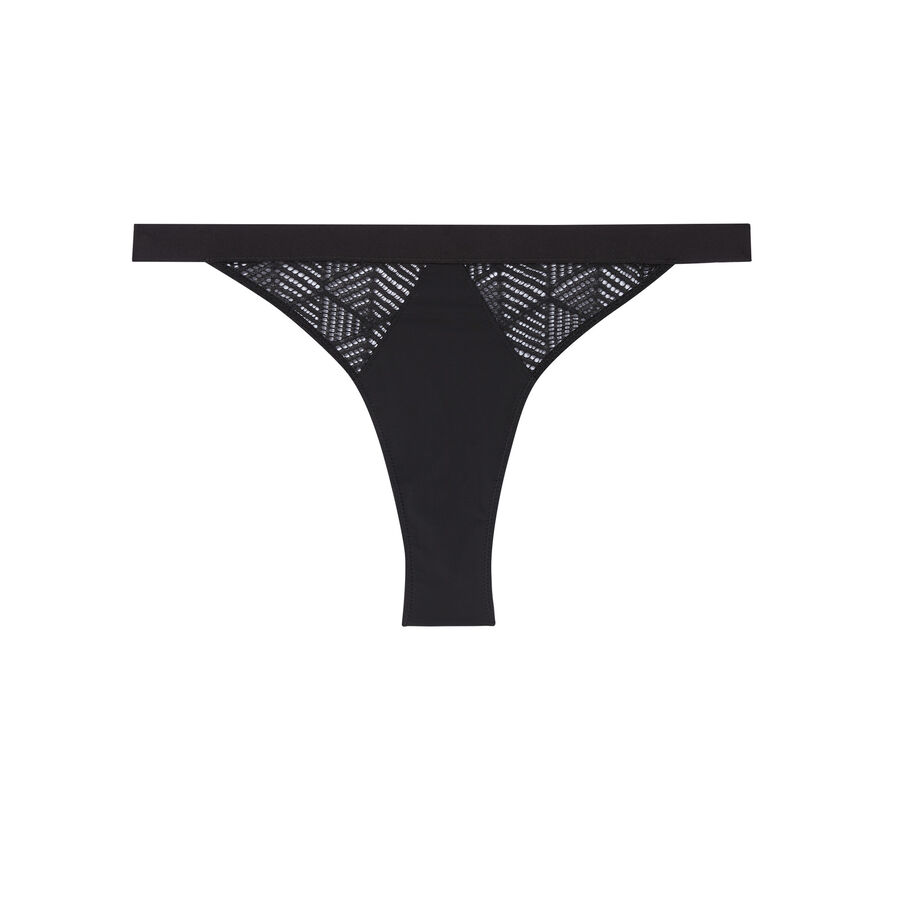 tanga briefs with lace inserts - black;