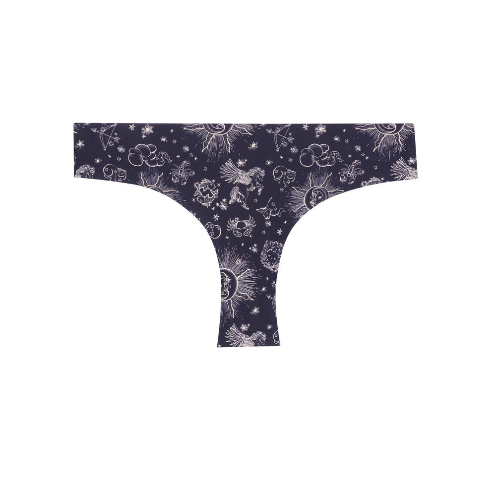 Microfibre and lace briefs with astro pattern - blue blue.