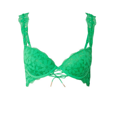 padded bra with lace straps - green;