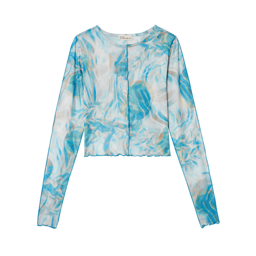 Aya x undiz mesh smoke print top - blue blue.