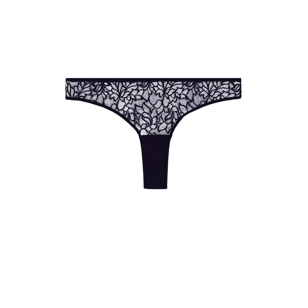 Lace tanga briefs - navy blue blue.