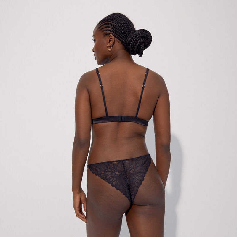 lace tanga brief with satin lacing;