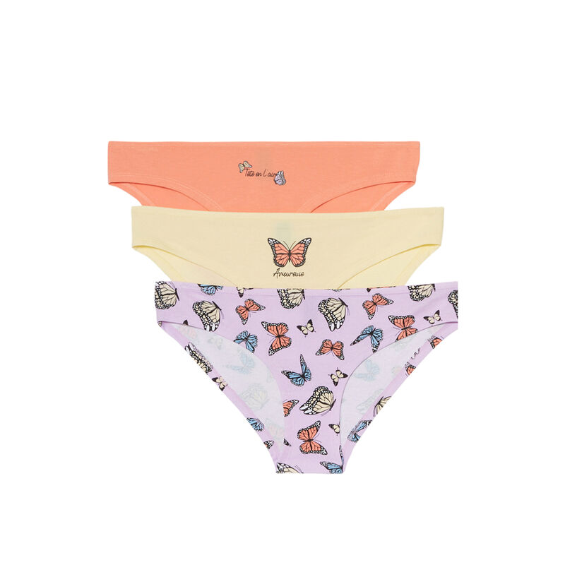 Pack of butterfly cotton knickers - lilac Pack of butterfly cotton knickers - lilac;