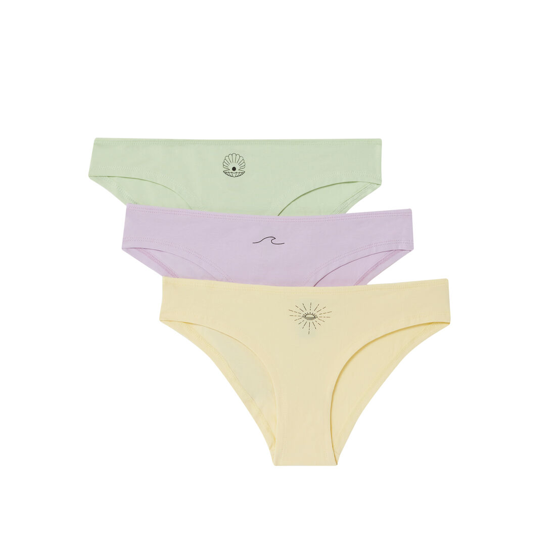 3-pack of beach-themed briefs - pastel yellow;