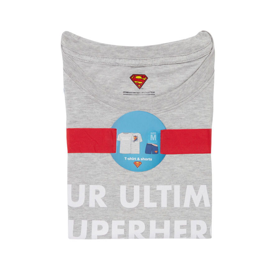 superman pyjama top and shorts - marled grey;