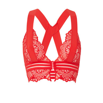 triangle bra with crossover straps at the back - red;