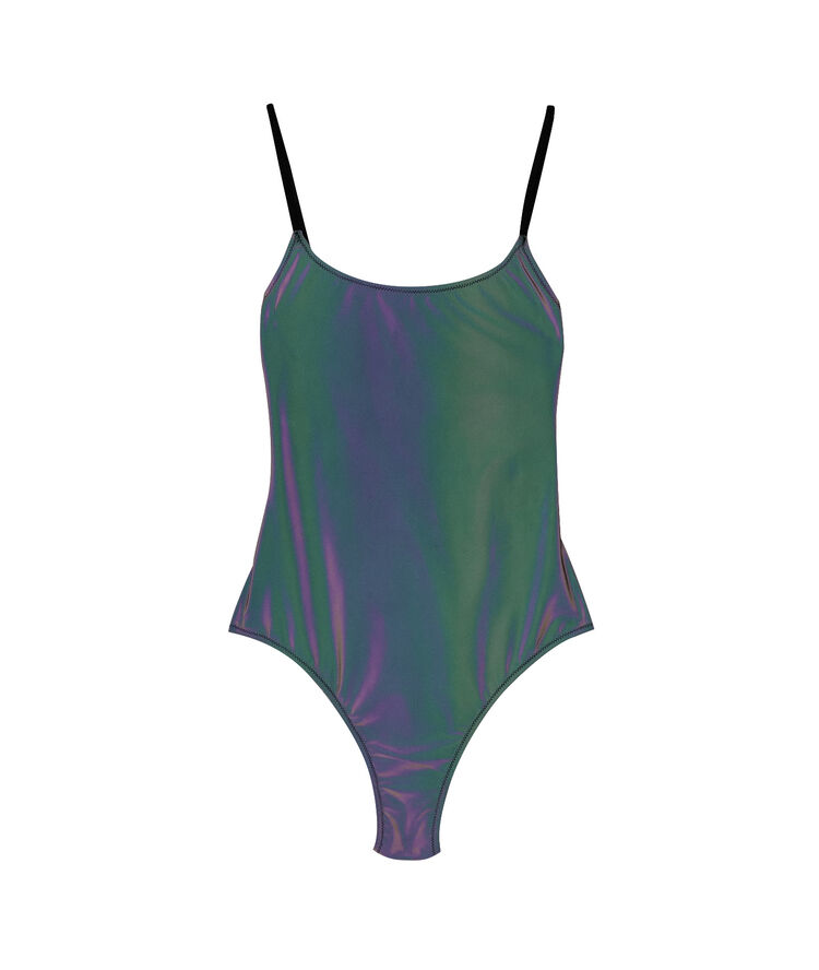 One-piece shiny swimsuit - grey grey.