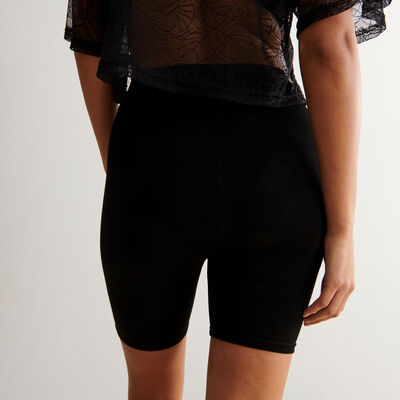 short cycliste en coton brillant - noir;
