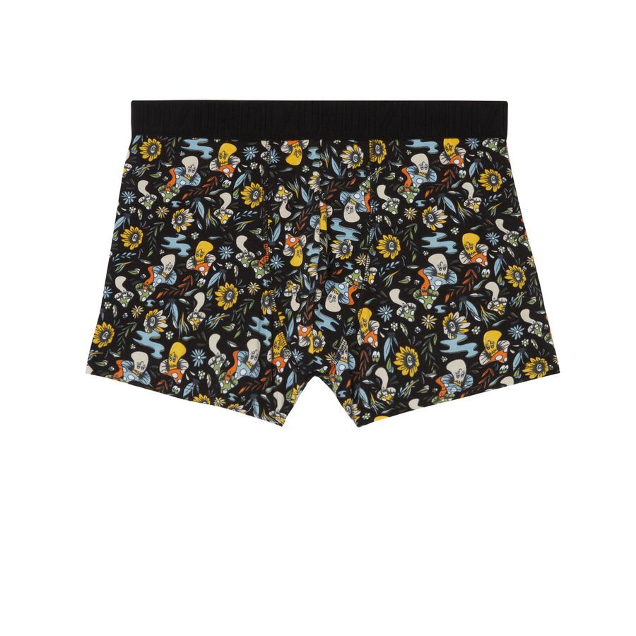 boxers with floral and mushroom motifs - black;
