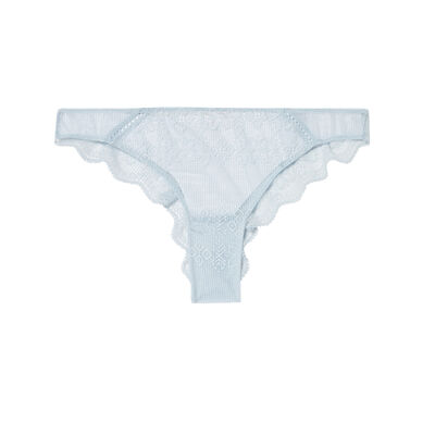 lace thong with gold chain detail - sky blue;