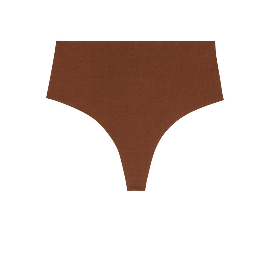 micro high waist thong - brown;