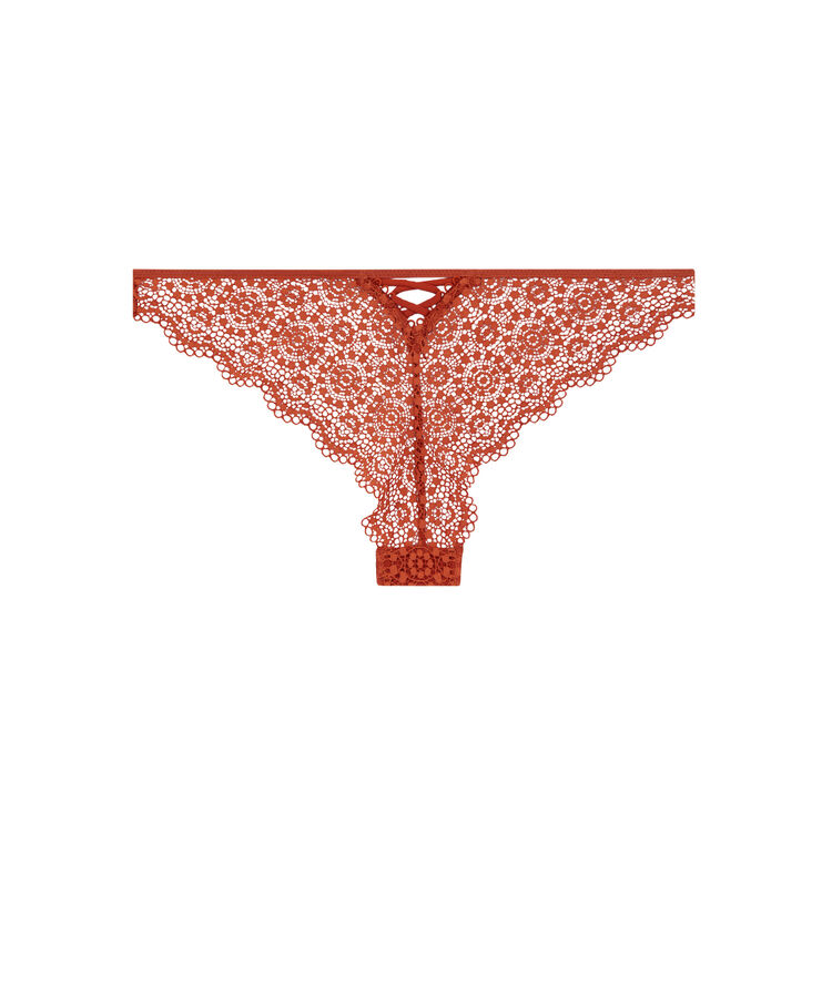 Lace tanga briefs - brown brown.