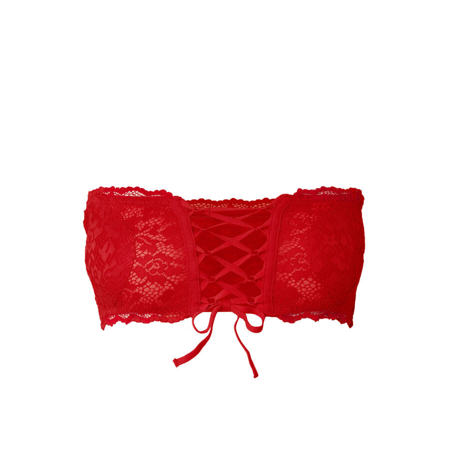 non-wired corset-effect bandeau bra - red;