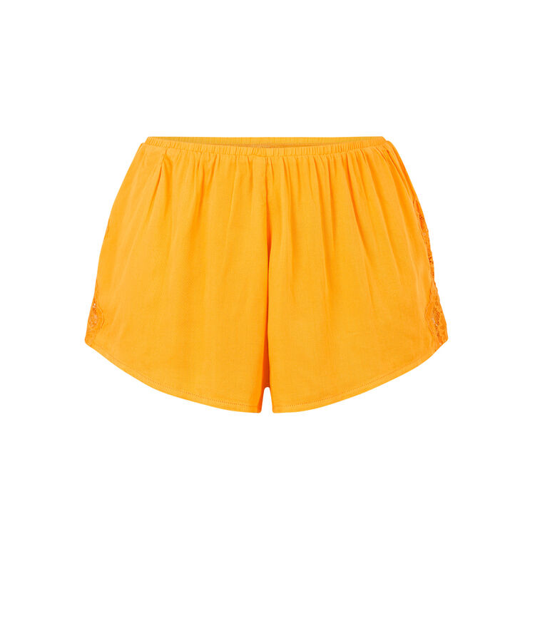 Satinierte shorts mit spitzeneinsatz sexysatiz safrangelb.
