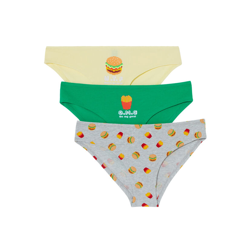 set of 3 burger briefs - grey set of 3 burger briefs - grey;