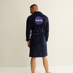 long dressing gown with nasa logo on the back - navy blue