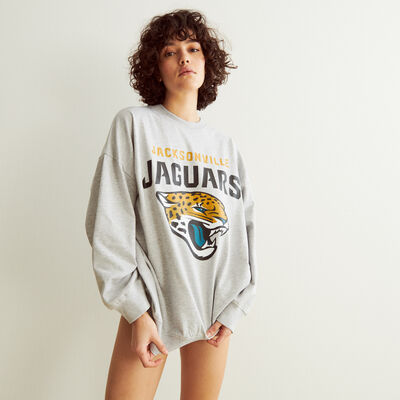 oversized nfl jaguars print sweatshirt - marled grey;