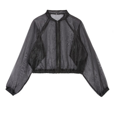 sheer mesh bombr jacket - black;