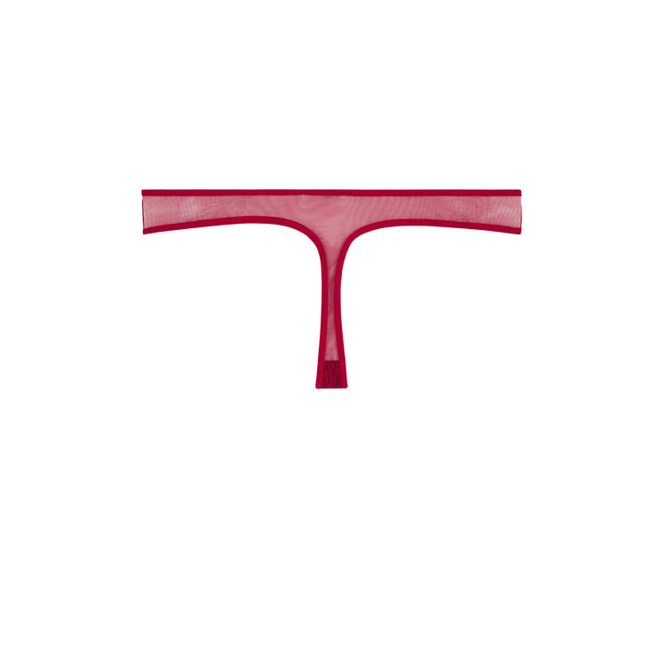 Lace thong with jewellery details burgundy.
