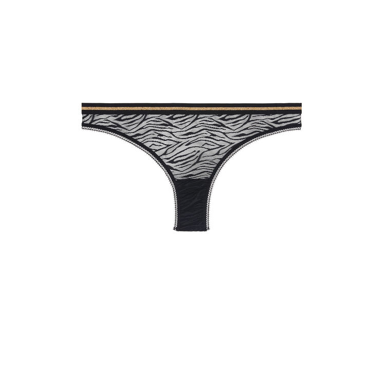 Tanga tulle effet zébré zebrimeshiz noir.