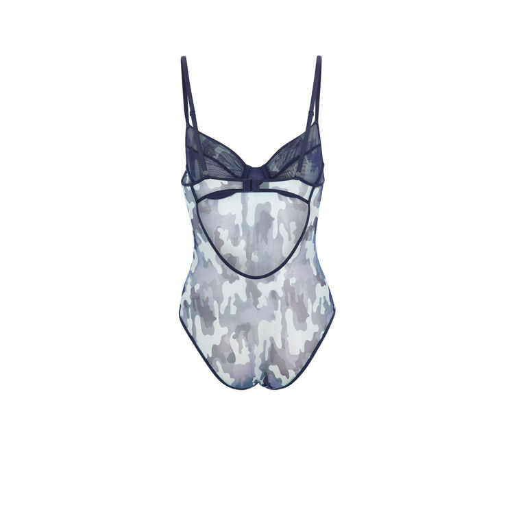 Body aus tüll camouflage-print camistreetiz blau.