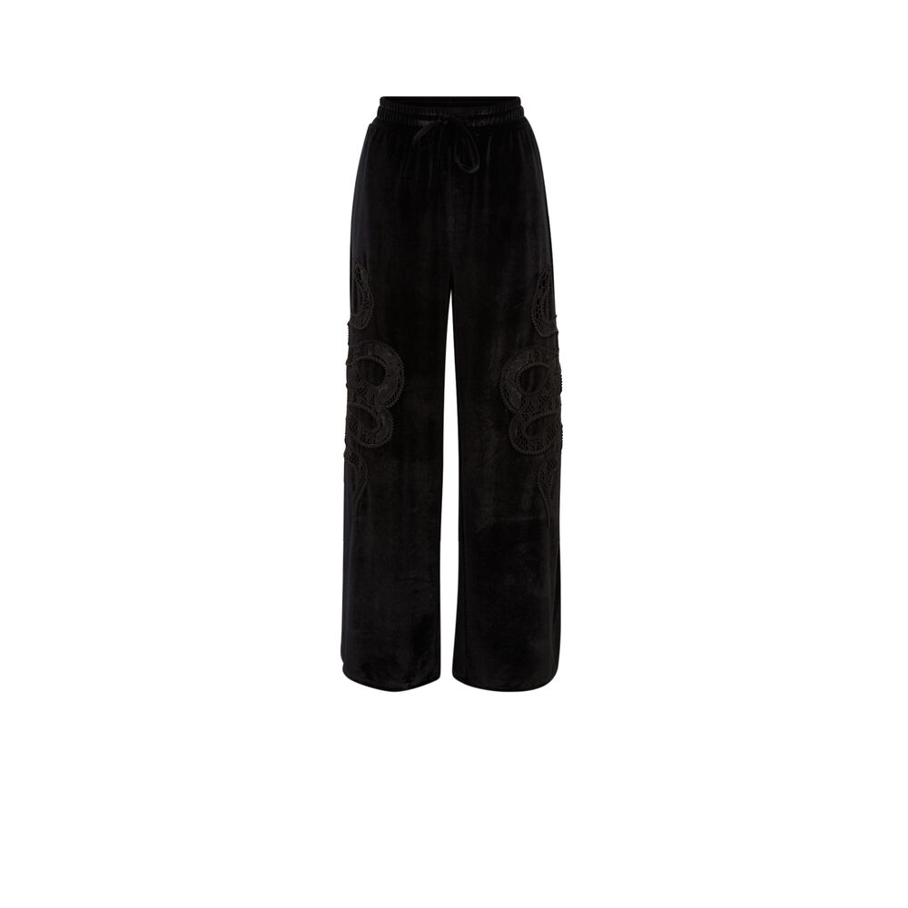 Velour trousers with snake pattern - black black.