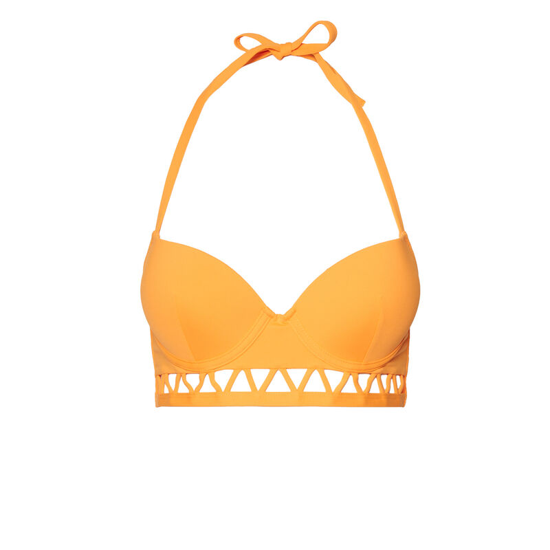 Push-up bikini top with open back and Aztec details - orange Push-up bikini top with open back and Aztec details - orange;