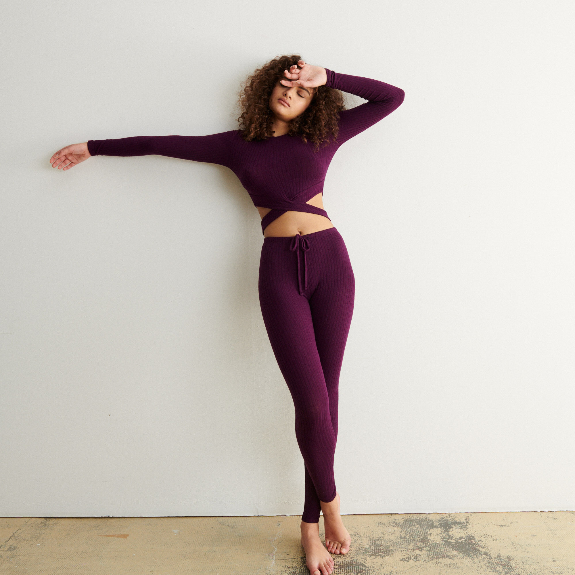 knit pants with drawstring at waist 
