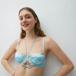 half-cup bandeau bra in satin with tie detail