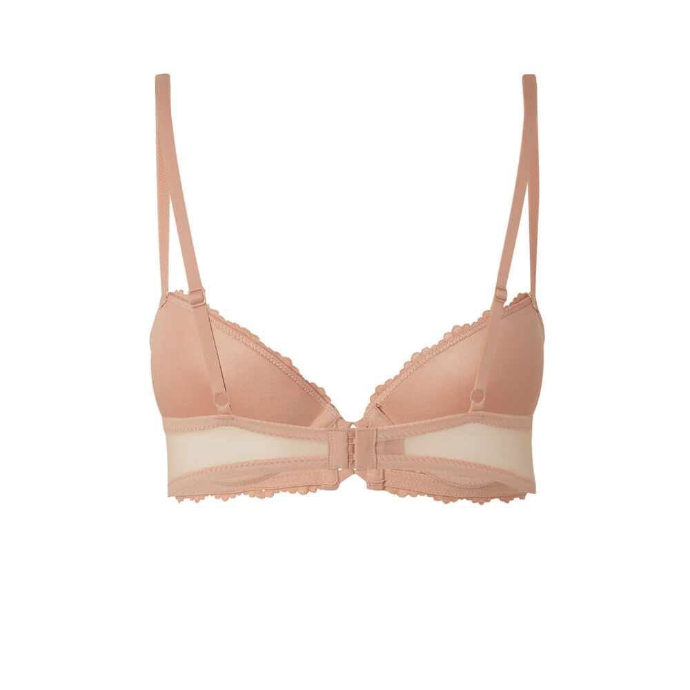 Floral lace push-up bra - beige beige.