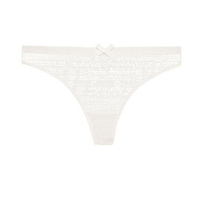 Lace thong with bow detail - white;