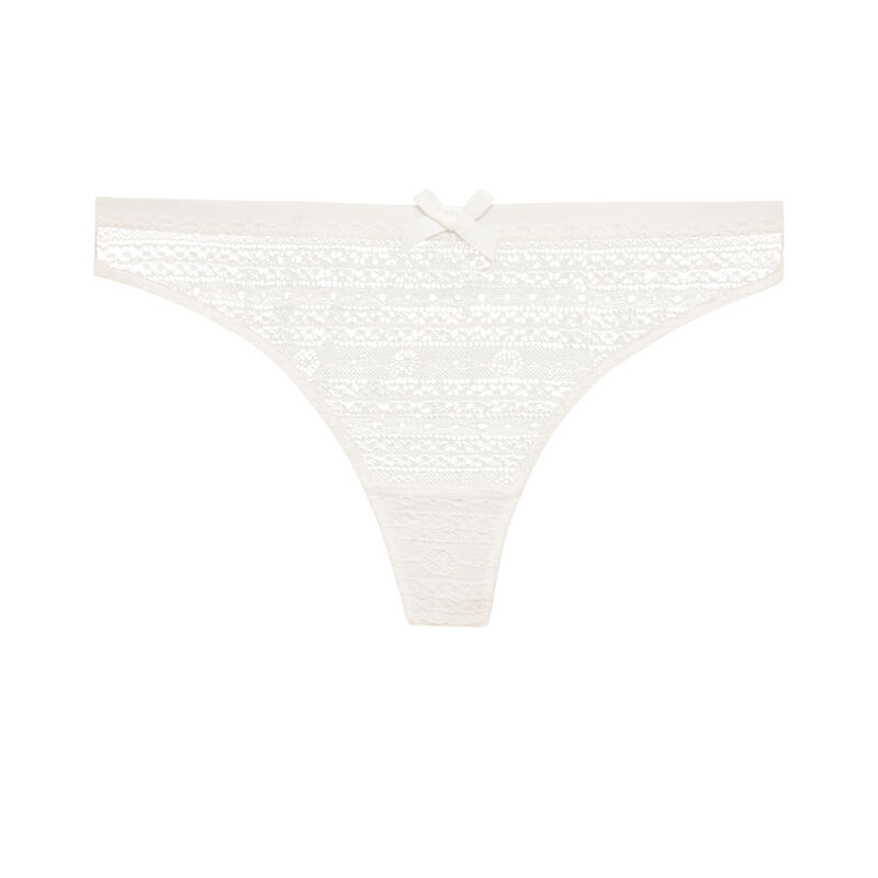 Lace thong with bow detail - white Lace thong with bow detail - white;