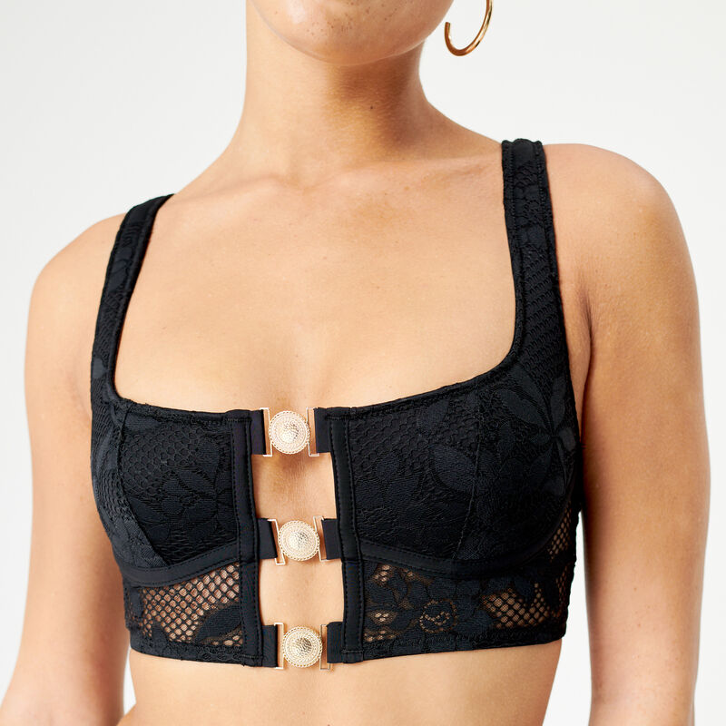 bustier en dentelle avec 3 boutons;