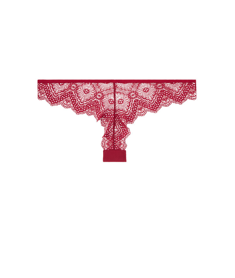 Merveilliz micro/lace tanga briefs rhubarb.