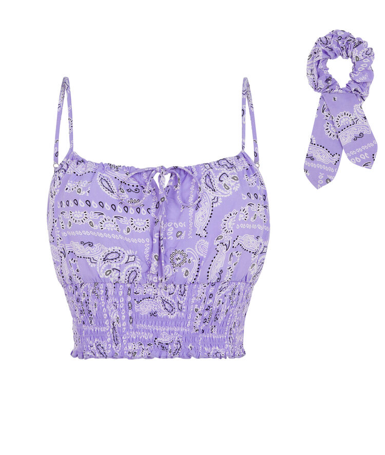 Top and bandanna print scrunchie - lilac lilac.