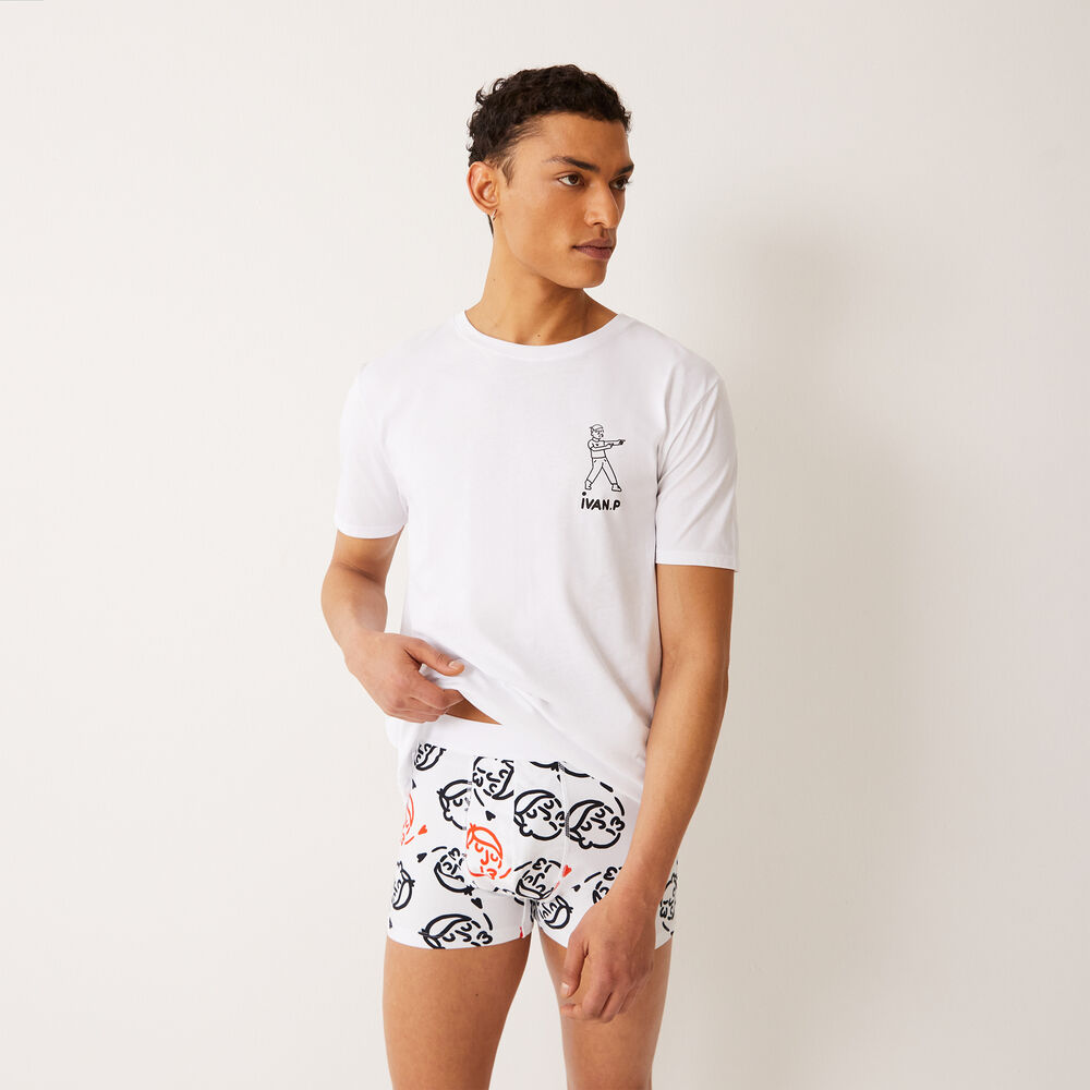 Print boxer - white white.
