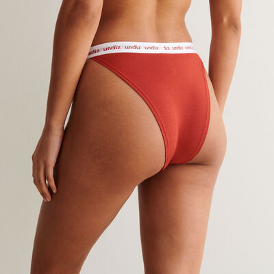 cheeky high waist plain cotton briefs - red ochre;