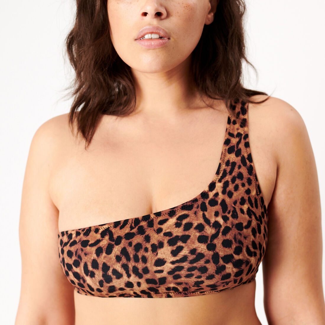 leopard print bralette bikini top - black;