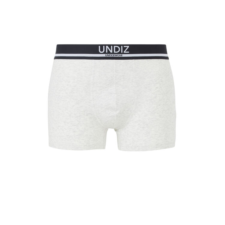 Bellegueuliz cotton boxers with slogan light grey.
