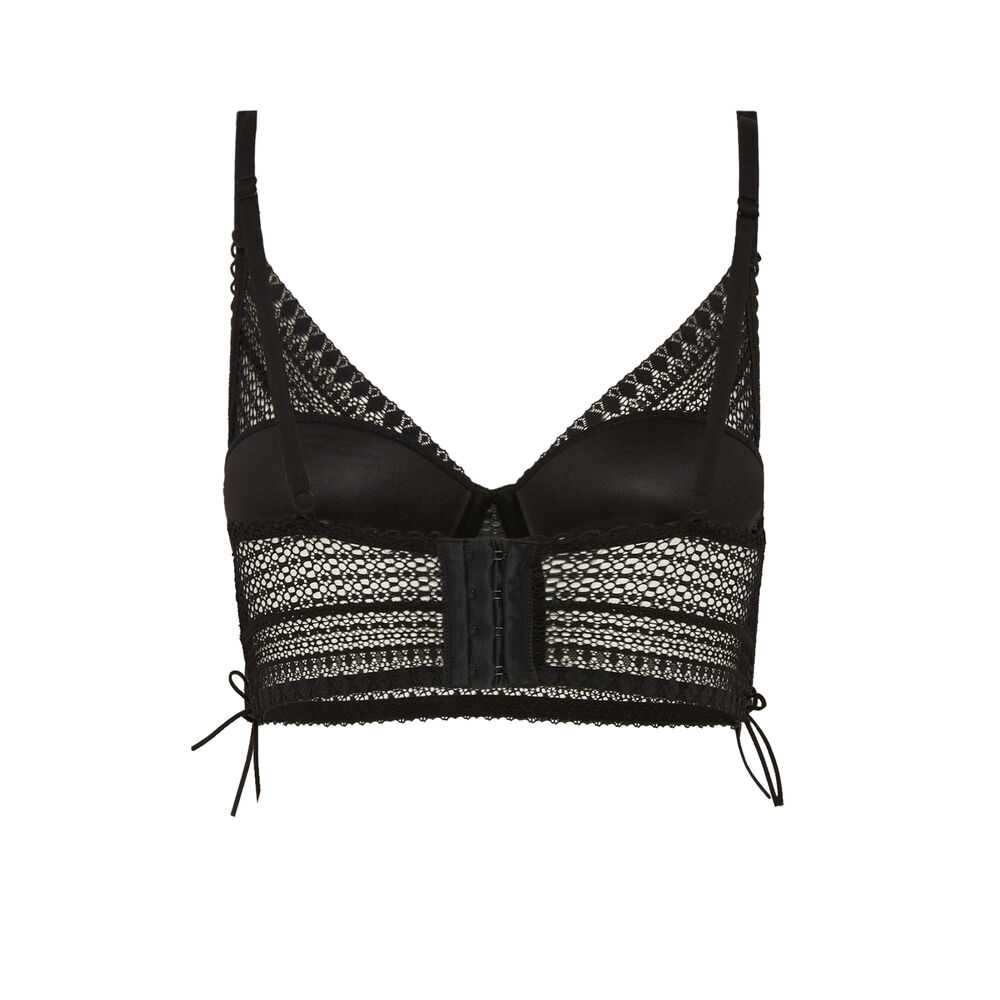 Lace push-up bustier bra and corset details - black black.