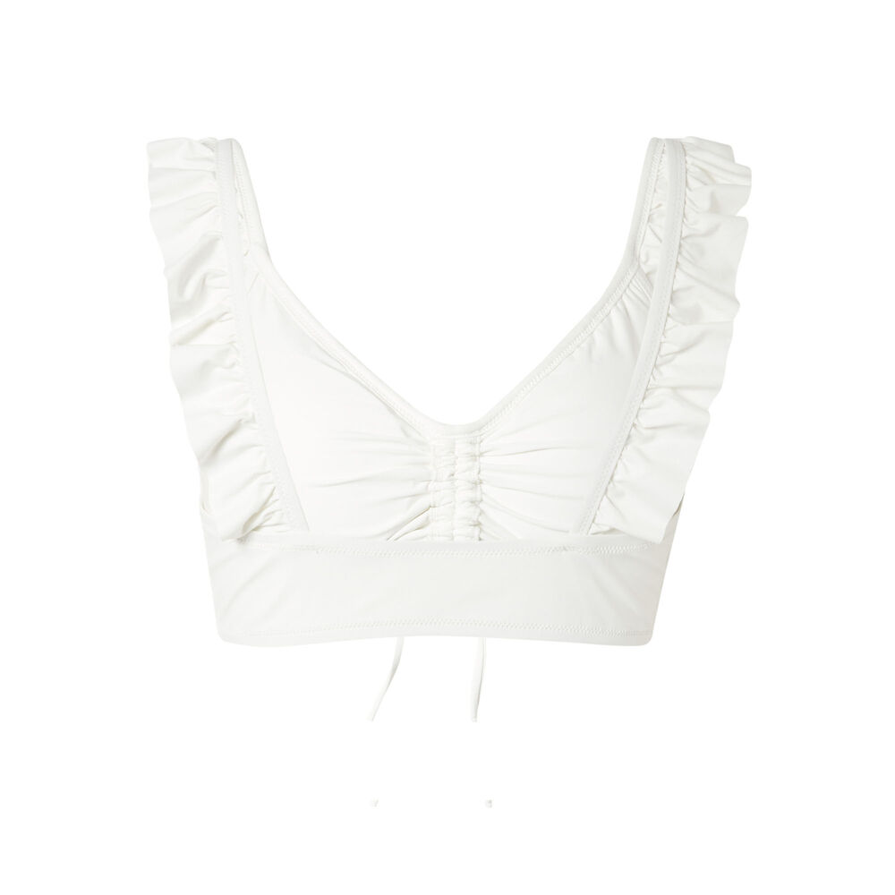 Bikini top with ruffled straps - white white.