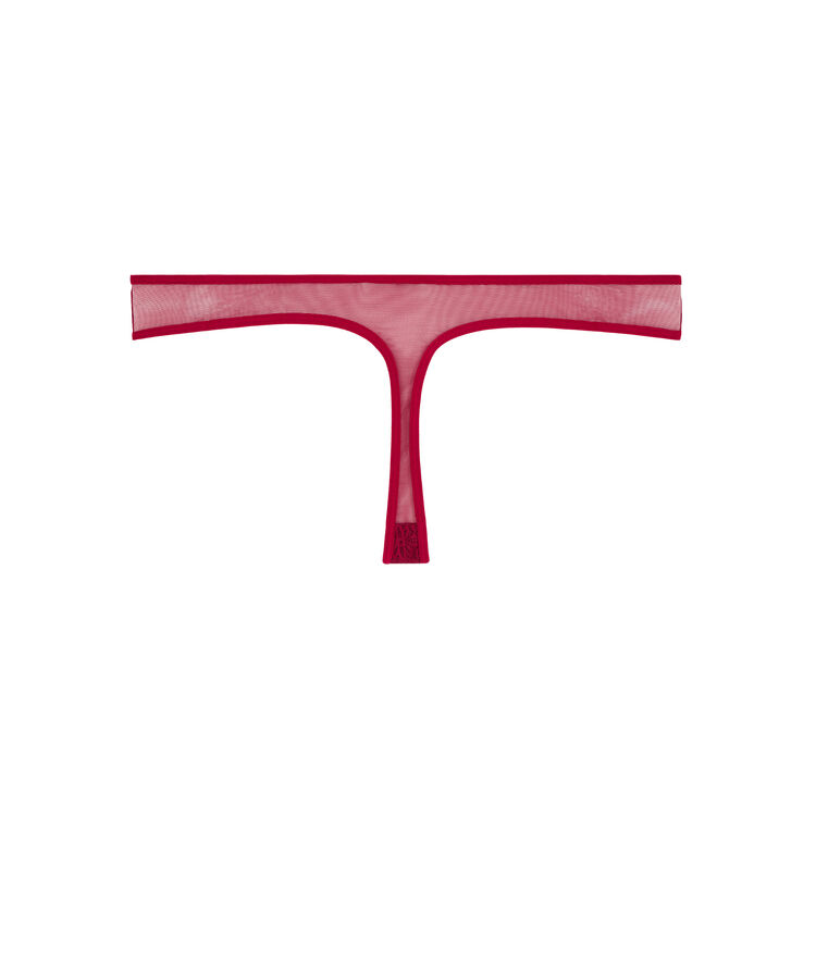 Lace thong with jewellery details burgundy.