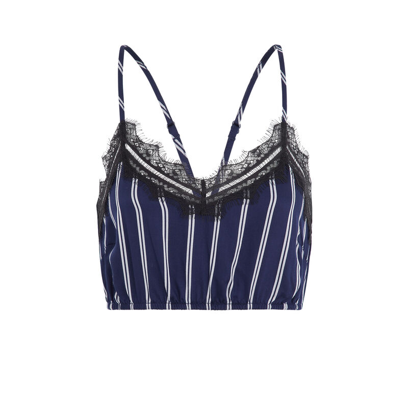 Raynuitiz satin striped top navy blue.