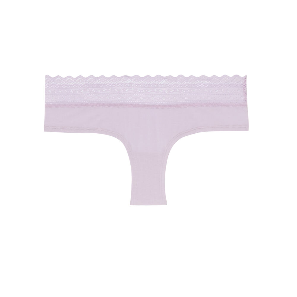 Cotton shorty with lace - lilac purple.