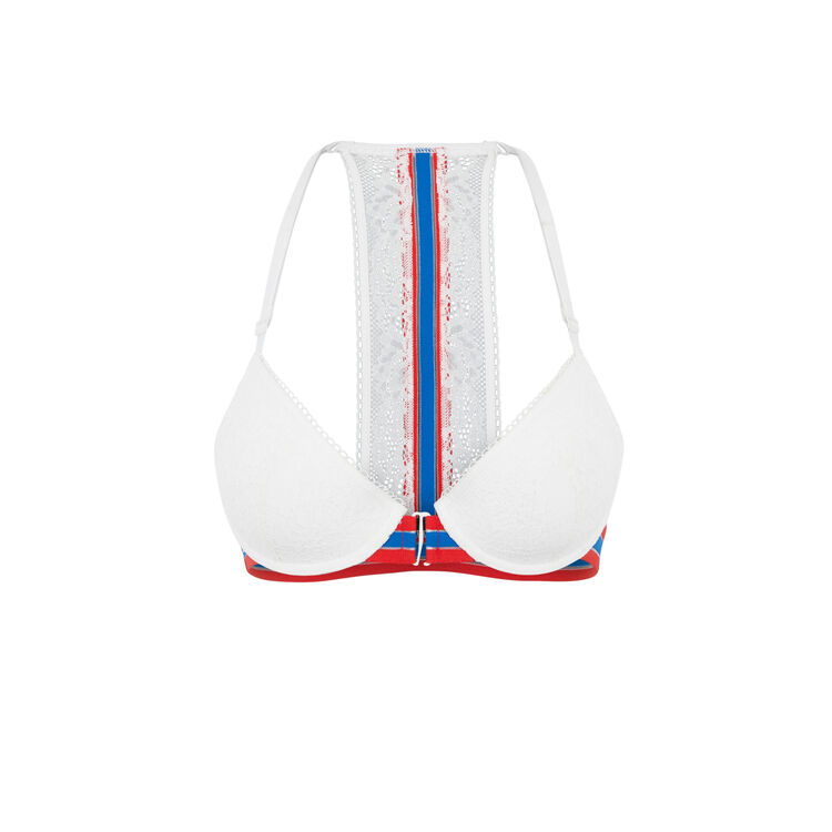 Coolgirliz lace padded bra with banding details. white.