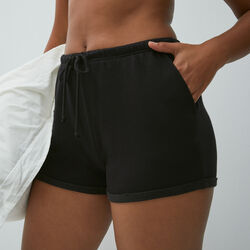 plain shorts with drawstring detail  - black