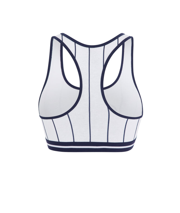 Pinkplastikiz barbie print striped bra white.