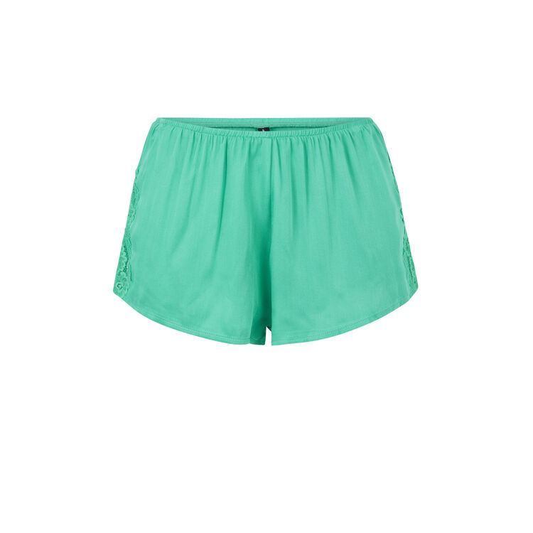 Satinierte shorts mit spitzeneinsatz sexysatiz smaragdgrün.